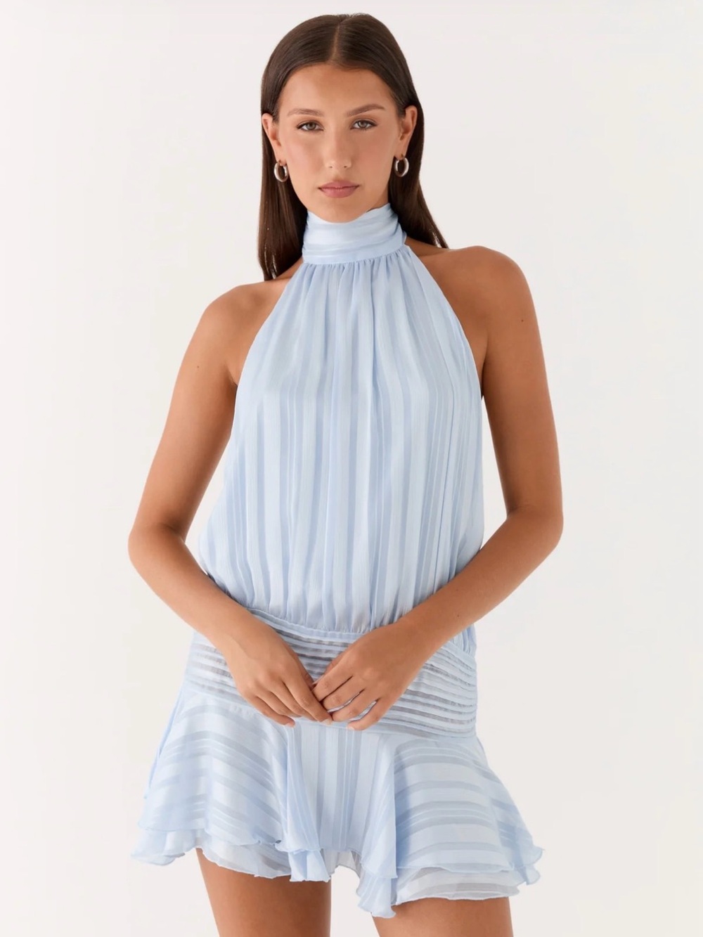 Light Blue Chiffon Mini Dress (NWT) - Picture 6 of 6